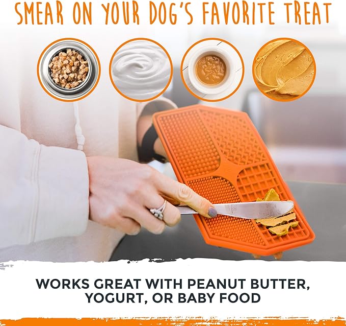Mighty Paw Dog Lick Pad - Anxiety Alleviation - Strong Suction - Enhanced Paw Grooming - BPA-Free Silicone - Slow Feeding Lick Pad - Dental Health - Dishwasher Safe - Food Safe Silicone Dog Food Mat
