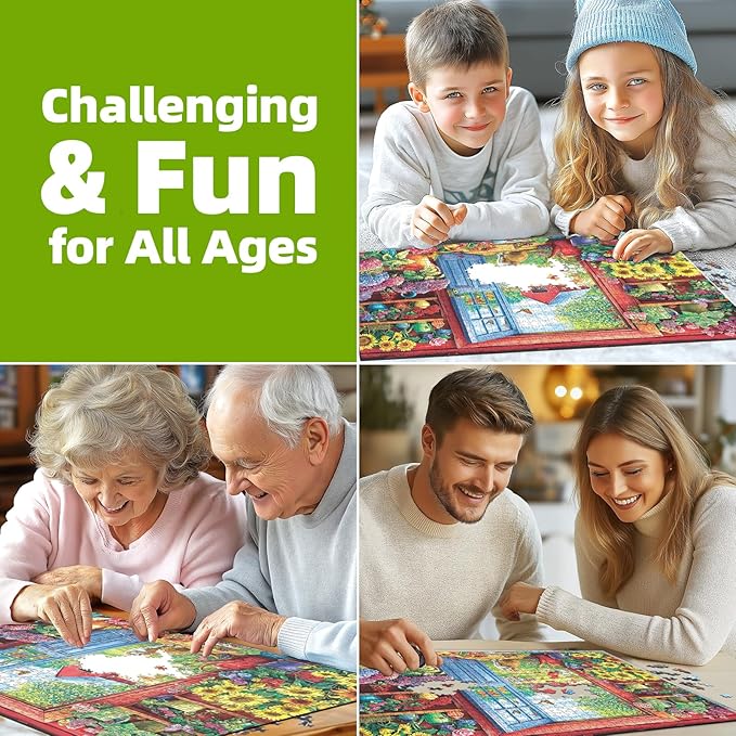 500 Pieces Puzzle for Adults, Flowers House Puzzle, Recycled Cardboard Jigsaw Puzzles 500 Pieces, Challenging Game Home Decor Birthday Party Gift Toy 23 x 15 inch