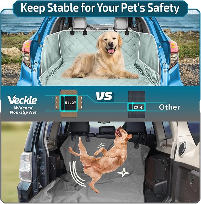 Veckle Cargo Liner, SUV Cargo Cover for Dogs with Side Flaps Hammock Water Resistant Nonslip Dog Seat Cover Cargo Area Protector Scratchproof for SUVs Sedans Vans