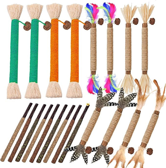 Cat Toys 21Pack Silvervine Chew Stick Kitten Treat Catnip Toy Kitty Natural Stuff Catnip for Cleaning Teeth Indoor Dental Snack Interactive