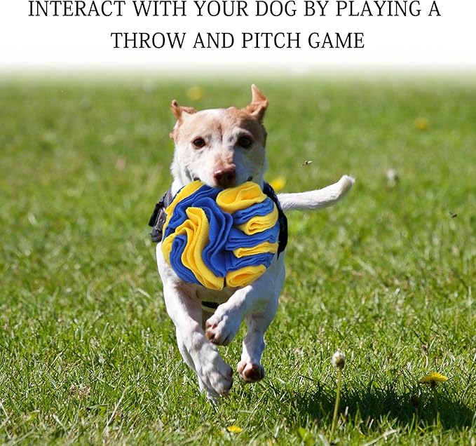 WishLotus Dog Snuffle Ball - Interactive Puzzle Toys for Dogs, Enrichment Feeding Mat Slow Feeder Stress Relief (Yellow+Blue)