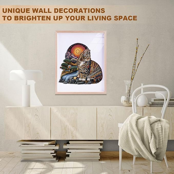 KAAYEE Wooden Puzzles for Adults, Knitted Kitten Puzzles, 170 Piece Unique Animal Shape Puzzle, Cat Wood Puzzle for Adults, Creative Gifts for Cat Lover/Friends/Family, Home Decor(11.4 * 10.8in)