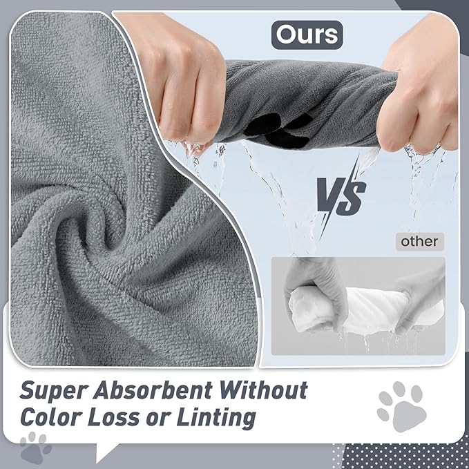 Pet Shower & Bath Supplies，Dog Shampoo Brush Set with Towel, Washing Gloves,Comb for Dogs and Cats (Grey)