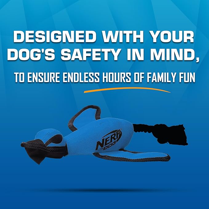 Nerf Dog Large Nylon Launching Duck with Interactive Design, Blue (3473), for All Breed Sizes