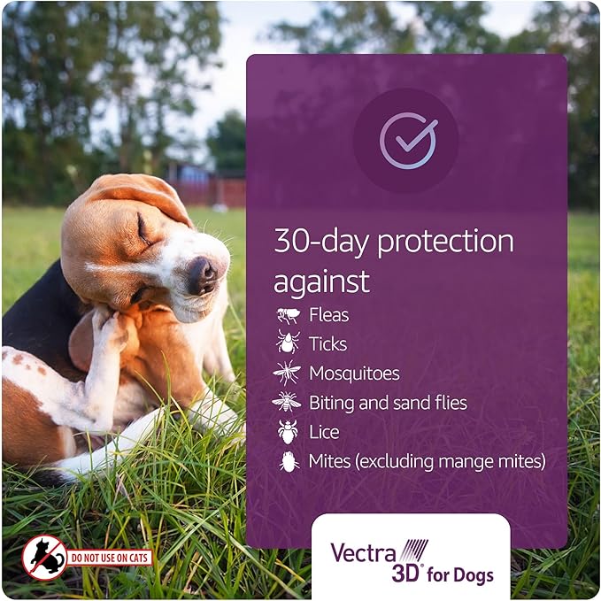 Vectra 3D for Dogs Flea, Tick & Mosquito Treatment & Prevention for Large Dogs (56 to 95 lbs) , 6 month supply
