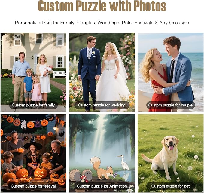 Custom Photo Puzzle, Personalized Jigsaw Puzzle from Your Photos in 200/300/500/1000/1500 Pieces, Custom Puzzle Gift for Christmas, Pets, Weddings, Anniversaries, Adults and Couples(200-horizontal)