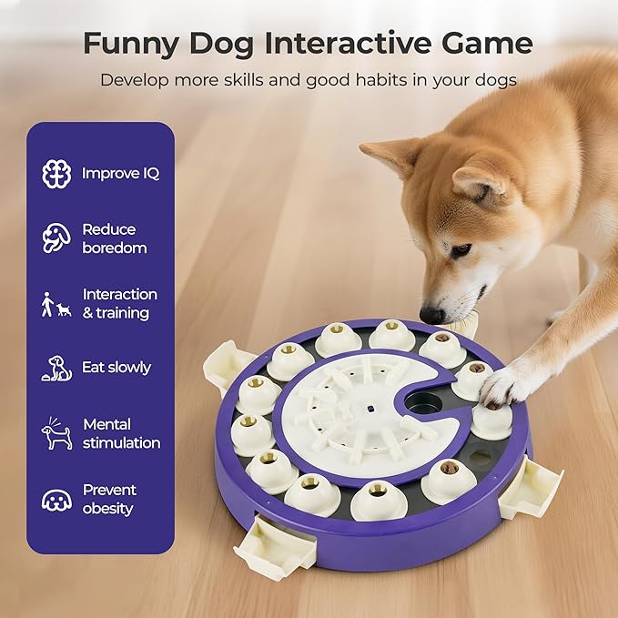 Dog Puzzle Toys 3 Levels, Interactive Cognitive Toy for Smart Dogs, Food Puzzles Game for IQ Training Brain Mental Stimulation, Slow Feeder Treat Dispenser for Large Medium Small Dogs