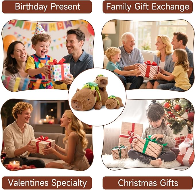 SQEQE Weighted Stuffed Animals Capybara with Turtle Backpack, Weighted Capybara Plush, Cute Plushies Pillow Toy for Bed Time, Christmas & Valentines Gift 23.6 Inch 3.8 Lbs