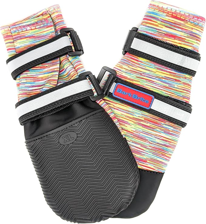 All Weather Neoprene Paw Protector Dog Boots with Reflective Straps in 5 Sizes! (Multicolor XL)