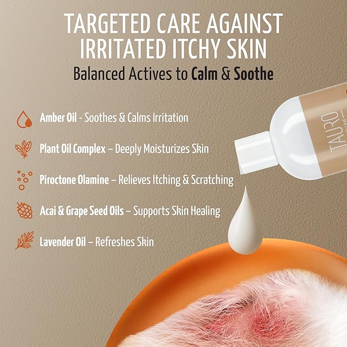 Tauro Pro Line Dog Conditioner for Allergies and Itching - Soothes & Hydrates Dry, Itchy, or Allergy-Prone Skin, Gentle Pet Conditioner for Dogs, Cat & Puppy (Derma Care 13.5 Fl Oz)