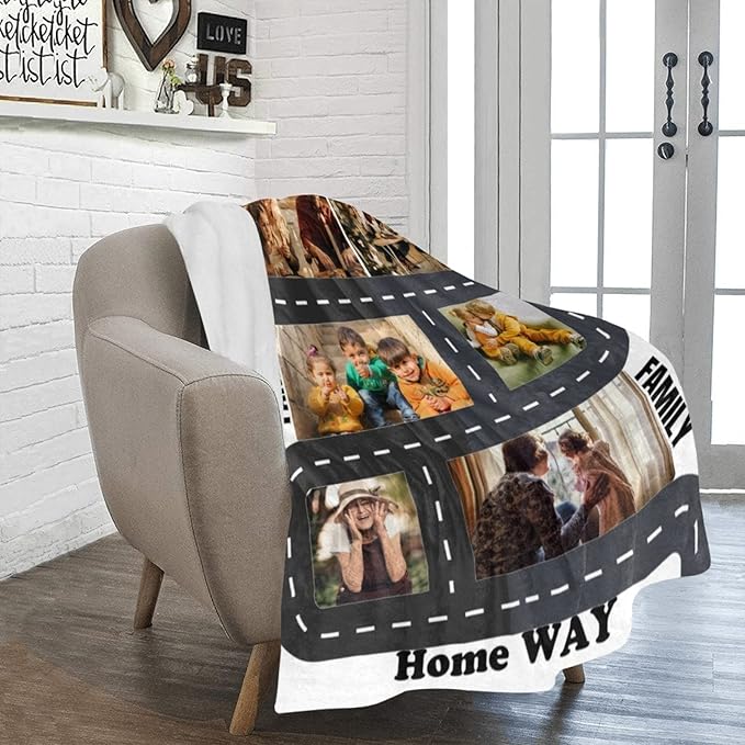 Custom Blanket for Family, Customizable Blankets with Photos, Customized Picture Throws Personalized Souvenir Gifts for Lover Mother MOM DAD Grandparents Household Always & Forever