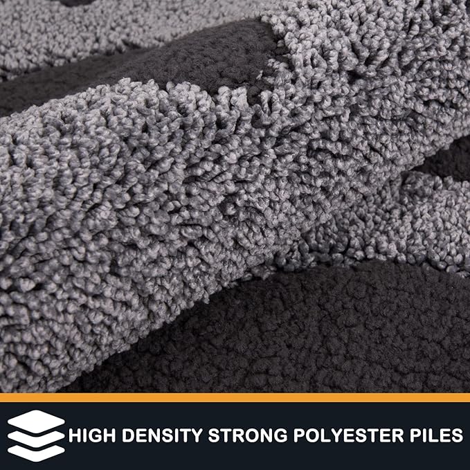 PURRUGS Dirt Trapping Door Mat 32" x 70", Non-Skid/Slip Machine Washable Microfiber Entryway Rug, Dog Doormat, Super Absorbent Welcome Mat for Muddy Wet Shoes and Paws, Grey