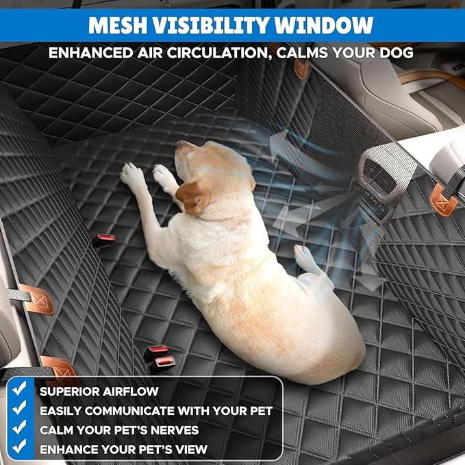 Back Seat Extender, Car Dog Seat with Hard Bottom Holds 420lbs, Thick & Durable Waterproof Pet Hammock Protector for Car, SUV,Truck(Black)