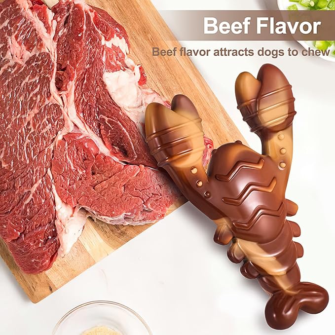 PETSTA Indestructible Dog Toys for Aggressive Chewers, Extreme Tough Dog Toys for Large Dogs, Real Beef Flavored, Dog Bone for Medium/Large Dogs Breed