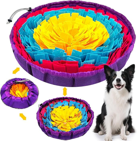 PETCARE Snuffle Mat for Dogs Adjustable Slow Feeder Bowl Interactive Enrichment Puzzle Toys for Small Medium Large Breed Dogs Cats Puppy Sniff Foraging Mats Mental Stimulation Treat Game, 19*19 inch