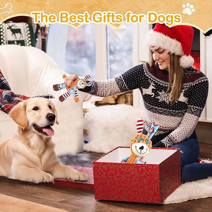 Squeak Dog Toys Stuffed Plush for Small & Medium Breeds - Soft Chew Fabric, Interactive Indoor/Outdoor Play, Perfect for Puppy Teething - Ideal Pet Gift, Dog