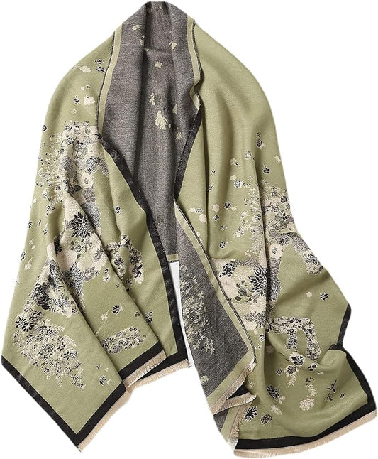 Jeelow Womens Pashmina Shawl Wrap Scarf - Elegant Dressy Evening Poncho Cape for Formal and Wedding Outfits