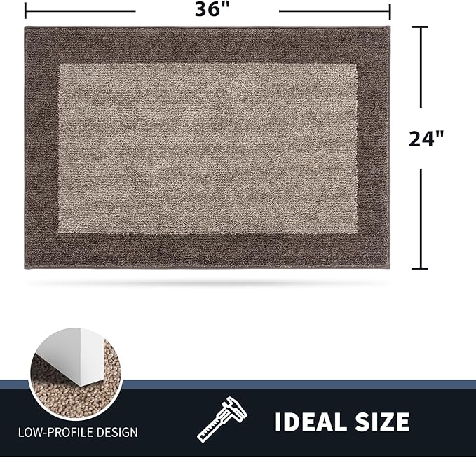 PURRUGS Dirt Trapping Door Mat 24" x 36", Non-Slip/Skid Machine Washable Entryway Rug, Shoes Scraper, Throw Rug, Super Absorbent Area Rug for Muddy Wet Shoes and Paws, Beige & Grayish Brown