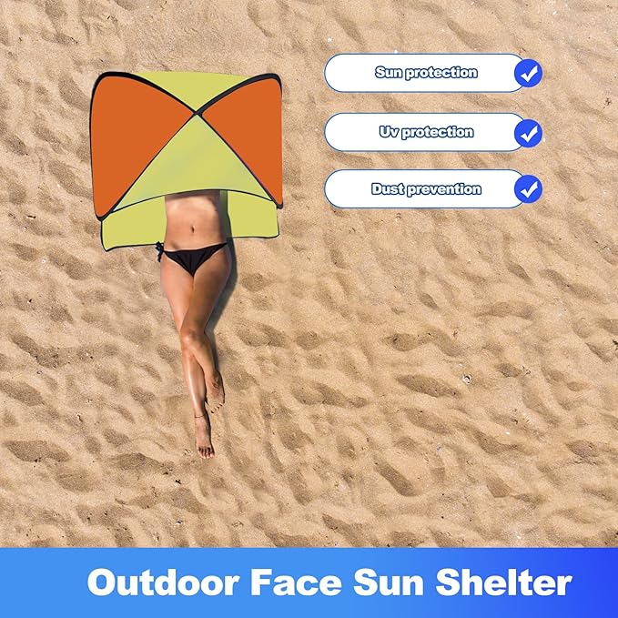 Beach Tent for Dog Pet Shade Pop Up Portable Mini Head Sun Shelters Canopy for Camping Outdoor Hiking Picnic Windproof Waterproof with Tent Nails Phone Stand for Puppy Cat Small Animals(Yellow orange)