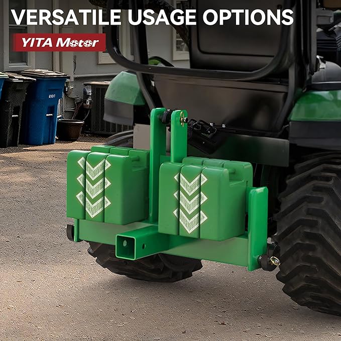 YITAMOTOR 3 Point Quick Hitch with 2" Receiver for Category 1, 3 Pt Tractor Trailer Hitch Drawbar Adapter Attachments with Suitcase Weight Brackets