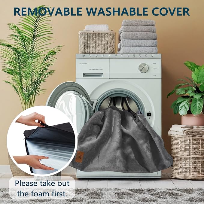 Dog Crate Pad - Dog Bed Large Sized Dogs with Removable Washable Cover and Waterproof Lining - Memory Foam Pet Bed for Crate - Reversible Kennel Mat (Cool & Warm), 36-inch, Grey