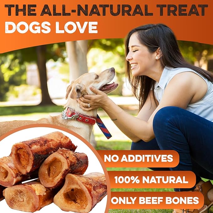 BRUTUS & BARNABY Marrow Bones for Dogs – 100% USA-Sourced Beef Bones – Long-Lasting, All-Natural Dog Chews – High Protein, Supports Dental Health, (6-pk) – Made in The USA