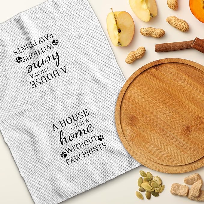 TNUW Dog Themed Gifts Kitchen Towels 16'24', Dogs Mom Gifts for Women, Dog Decorations for The Home, House Warming Gifts New Home, Paw Prints Kitchen Tea Hand Towels,