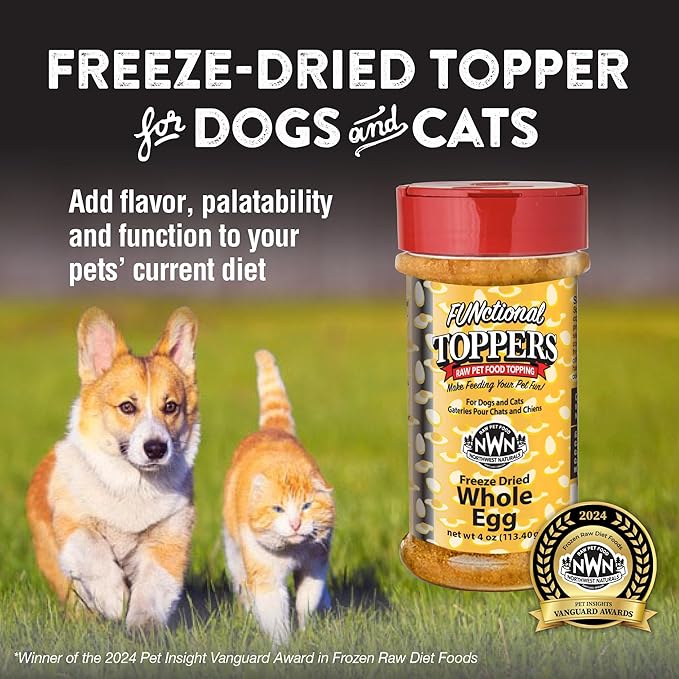 Northwest Naturals Freeze-Dried Whole Chicken Egg Functional Topper - for Dogs & Cats - Healthy, 1 Ingredient, Human Grade Ingredients, All Natural, Proudly Made in USA, 4 Oz (Pack of 2)