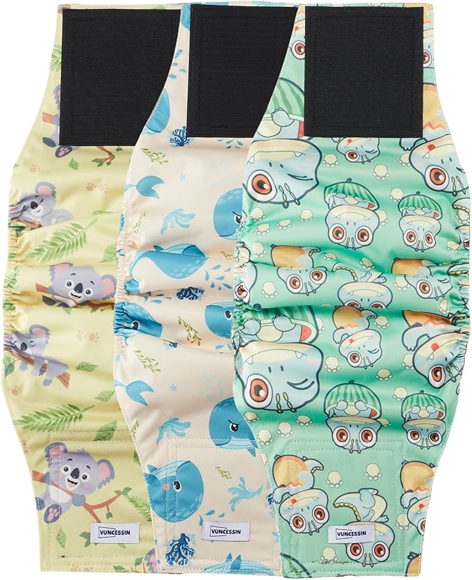 Washable Dog Diapers Male Large, Premium Belly Bands for Male Dogs Reusable, Pack of 3, High Absorbing Large Puppy Diapers Male in Incontinence or Excitable Urination and Training(L)