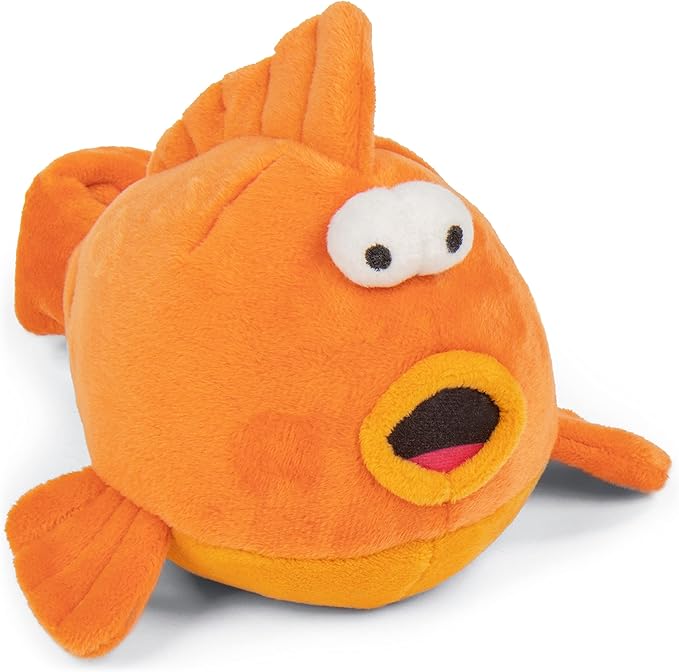 goDog Action Plush Goldfish Animated Squeaky Dog Toy, Chew Guard Technology - Orange, One Size