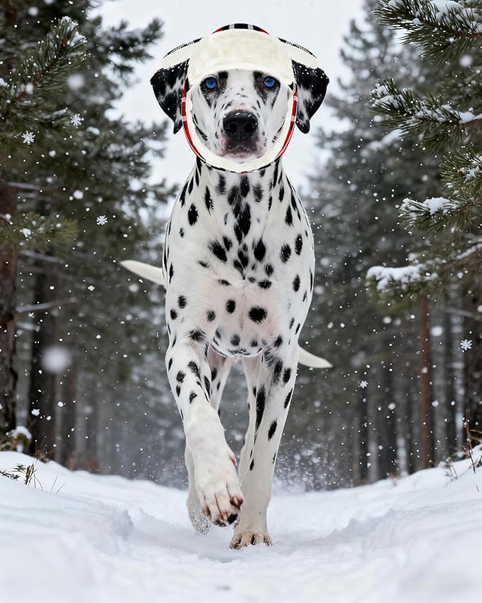 PET SHOW Dog Trapper Hat Winter Hat for Medium Large Dogs Christmas Warm Fleece Aviator Hats with Ear Flaps Adjustable Outdoor Boy Pet Pilot Costume Cap L-Red Plaid/with Ear Holes