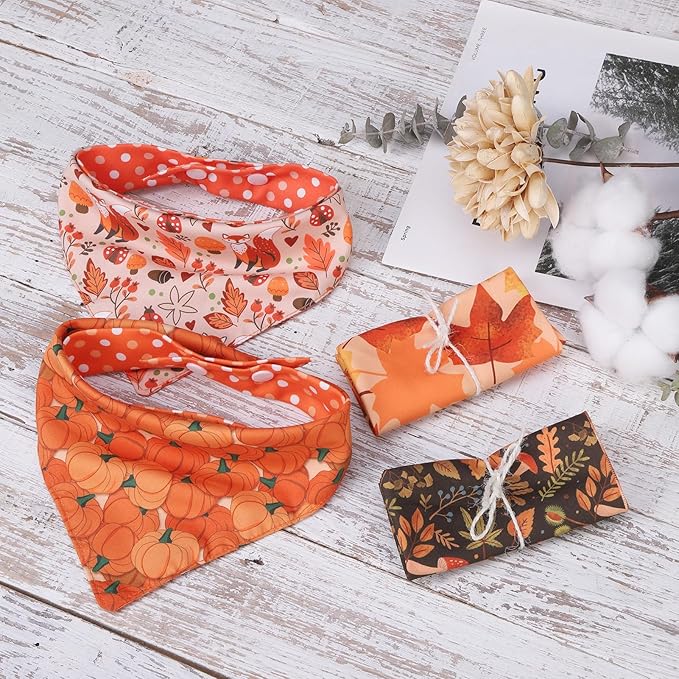 PAWCHIE Dog Bandanas Small Reversible Styles Pet Triangle Scarf Bibs - Adjustable with Two Snaps - Kerchief Set Accessories for Dogs, Puppy, Cats