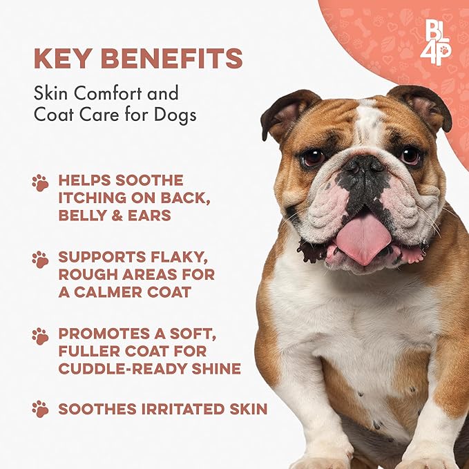 BestLife4Pets Dog Skin & Coat Soothing Formula – Helps with Persistent Itching, Dryness, Hair Loss & Irritated Skin, 800 Natural Odorless Pills