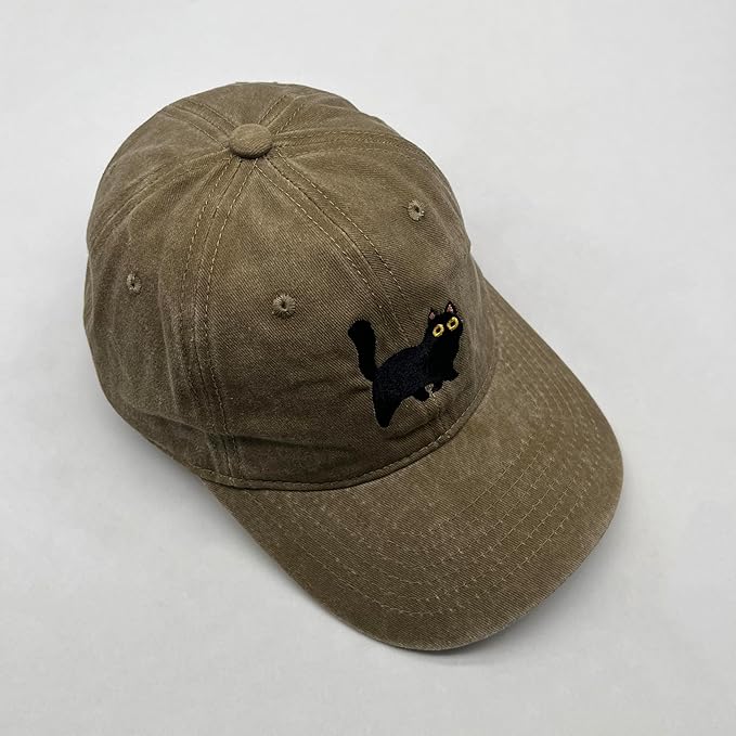 Black Cat Hat,Ragdoll Cat Embroidered Adjustable Cotton Baseball Cap for Men Women,Gifts for Cat Lovers