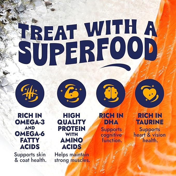 Finfare Freeze Dried Salmon Nuggets, Grain Free Salmon Cat Treats, High Protein & Omega-3s to Support Skin, Coat & Wellness, Crafted in USA, 1.3oz