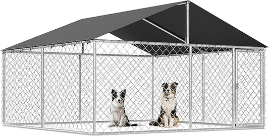 Outdoor Dog Enclosure Heavy Duty Dog Kennel House Mesh Dog Big Cage Pet Kennel Steel Fence with Secure Lock
