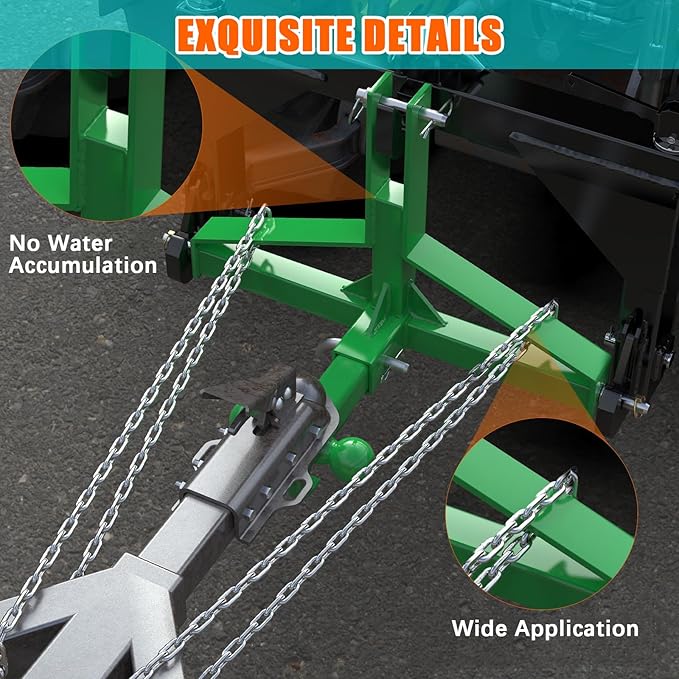 3 Point 2" Trailer Hitch Receiver Heavy-Duty for Category 1 Tractors Compatible with Kubota, BX, LM25H, WLM Tractor, NorTrac, Yanmar, Kioti, Cat (3 Point 2"-Green)