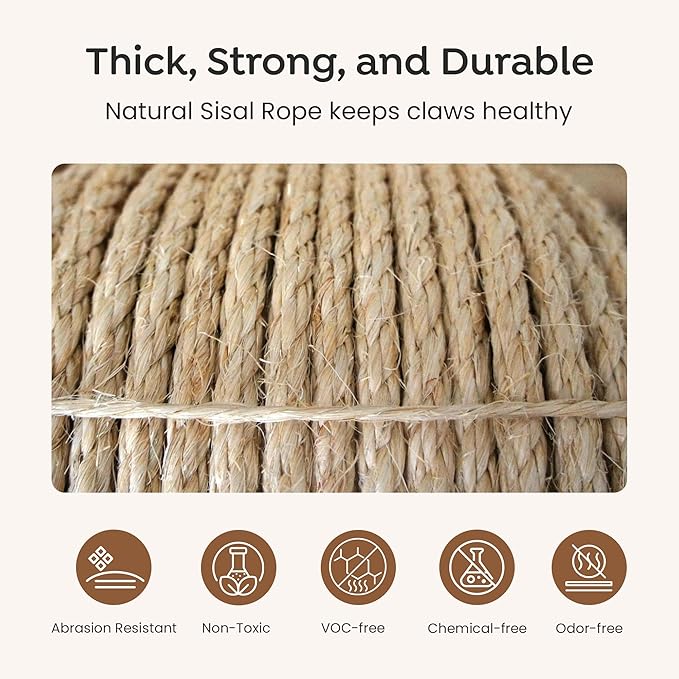 Premium Brazilian Sisal Rope, Natural Fiber 100% Sisal, Ultra Durable, Chemical-Free, Ideal for DIY, Cats, Scratching Post Replacement, Home Decor, Garden, Crafting (5/16” 100 ft / 8mm 30m)