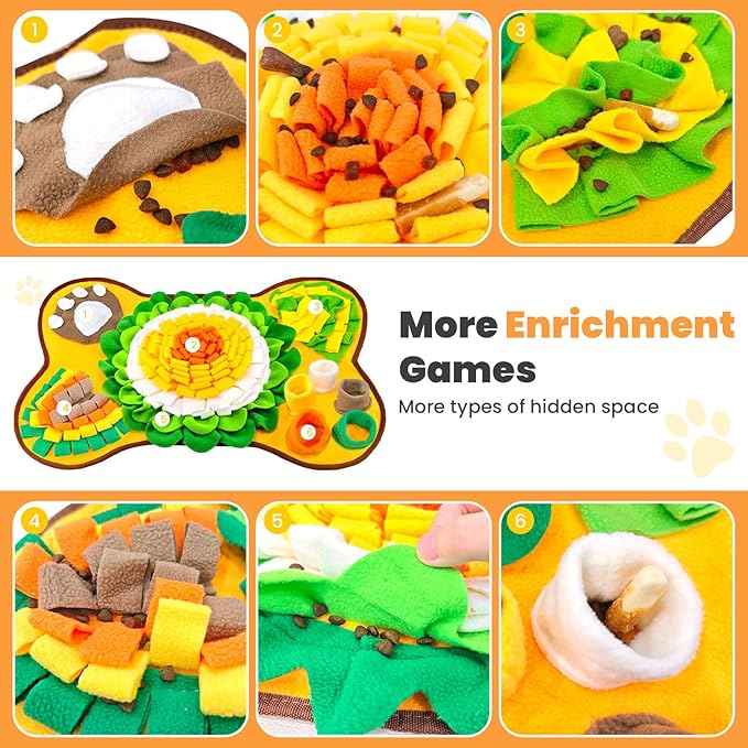 PETCARE Snuffle Mat for Dogs Interactive Enrichment Puzzle Toys for Small Medium Breed Dogs Cats Rabbits Cognitive Puppy Sniff Foraging Mats Mental Stimulation Treat Game Slow Feeder Mats, 24*17 inch