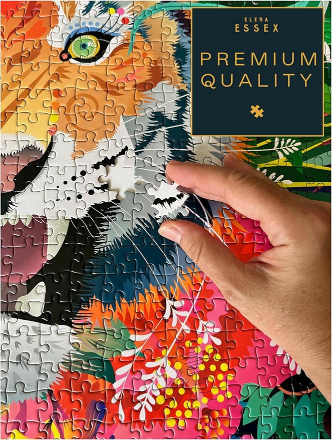 Elena Essex Jigsaw Puzzles 1000 Pieces - Roar Power, Puzzles for Adults 1000 Pieces, 1000 Piece Puzzle, Cool Animal Tiger cat Puzzle, Size 20x28 inches