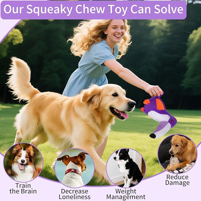 Dog Toys Plush,Squeaky Dog Toys,Cute Tantou Plush Toy for Small Dogs,Soft Stuffed Interactive Chew Toys to Keep Them Busy(Purple)