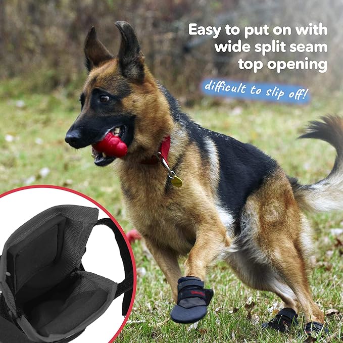 Durable Dog Paw Protector|Dog Boots|Dog Shoes|Black Light Duty Heat, Water Resistant Dog Booties for hot Pavement for Small Dogs (Size 4)