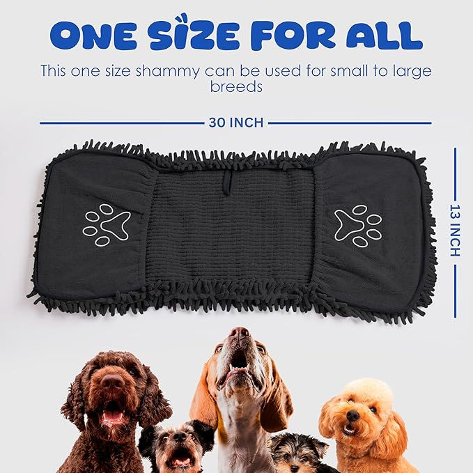 Super Absorbent Microfiber Dog Towel – Large Quick Dry Pet Bath Towel for Drying Dogs After Bathing, Swimming & Grooming – Puppy, Small & Large Dog Bath Supplies-Coffee (Black)