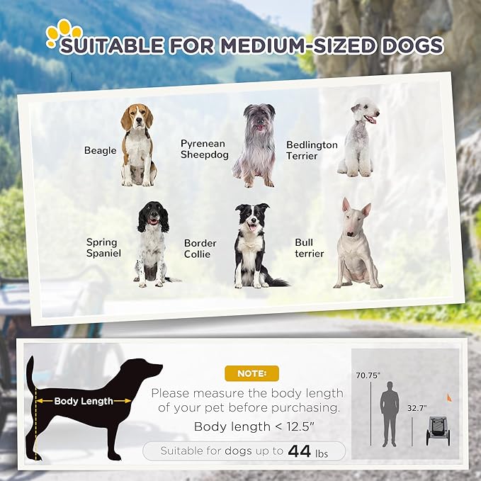 Aosom Dog Bike Trailer, Pet Bike Wagon with Steel Frame, Hitch Coupler, Quick Release Wheels, Reflectors, Flag, Pet Travel Carrier for Medium Dogs