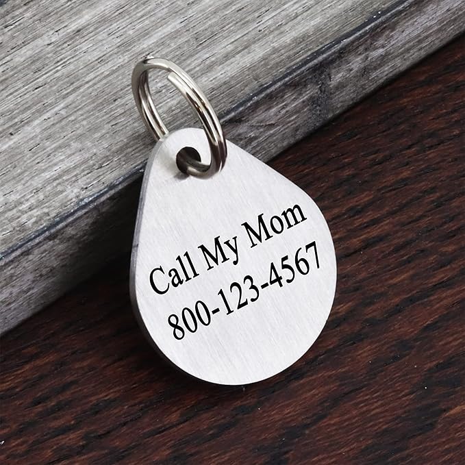 Ultra Joys Cat ID Tag Personalized Pet Tags, Durable Stainless Steel Small Pet Mini Dog Cat Tag Lightweight -Teardrop Tag in Gold