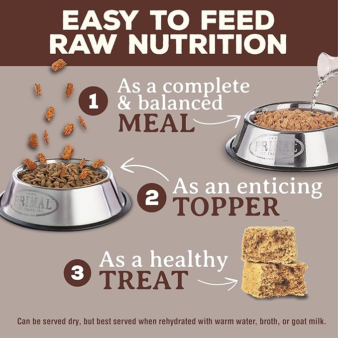 Primal Freeze Dried Raw Dog Food Nuggets, Venison, Complete & Balanced Meal, Also Use as Topper or Treat, Premium, Healthy, Grain Free, High Protein Raw Dog Food, 14 oz