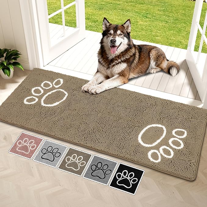 Super Absorbent Dog Door Mat, 60"*24“ Anti Slip Mat for Muddy Paws, Pet Rugs for Dirty Paws Washable That Absorbs Moisture and Dirt, for Dog Cage and Pet Resting Carpet