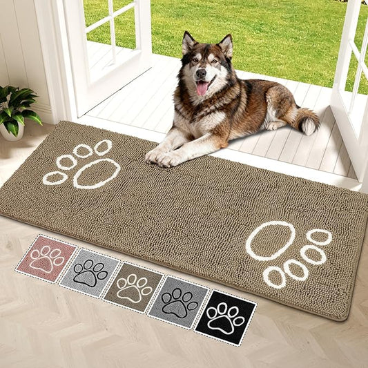 Super Absorbent Dog Door Mat, 60"*24“ Anti Slip Mat for Muddy Paws, Pet Rugs for Dirty Paws Washable That Absorbs Moisture and Dirt, for Dog Cage and Pet Resting Carpet