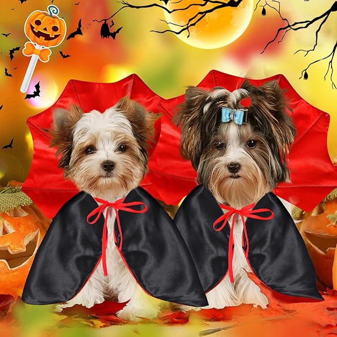 Cat Vampire Cloak-Pet Halloween Costumes, Dogs Cats Cape, Pet Cosplay Vampire Cloak & Accessories Costume Outfit for Halloween Party (Red,L)