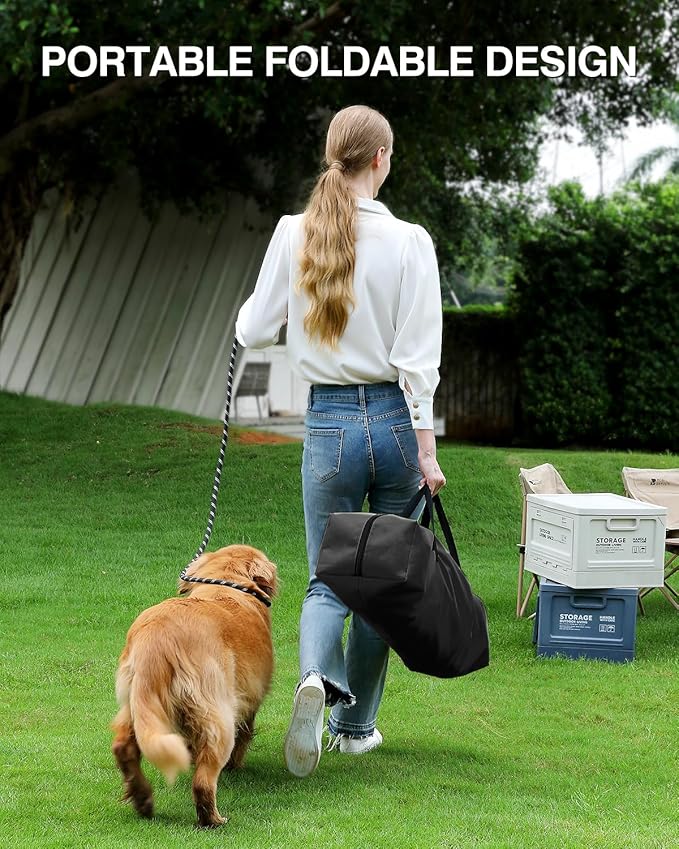 33 Inch Collapsible Travel Dog Crate for Medium Large Dogs, Portable Dog Crate 4-Door Foldable Soft Kennel with Durable Mesh Windows for Indoor & Outdoor Travel, with Storage Bag,Black